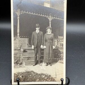Antique RPPC Couple on Porch October 1919 Fashion Postcard to‎ Aunt Amanda